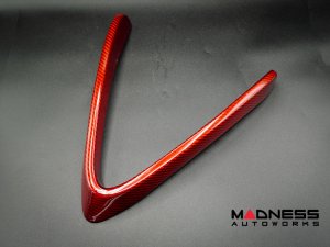 Alfa Romeo Stelvio Front V Shield Grill Frame + Emblem Frame Kit - Carbon Fiber - QV Model - Red Candy